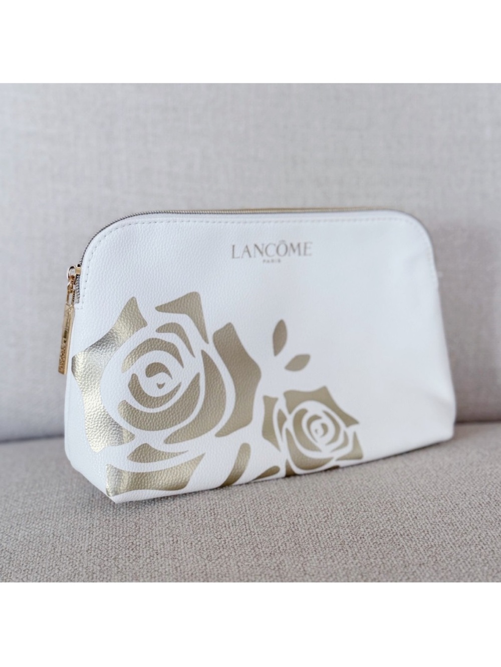 Lancôme White and Gold Rose Cosmetic Bag